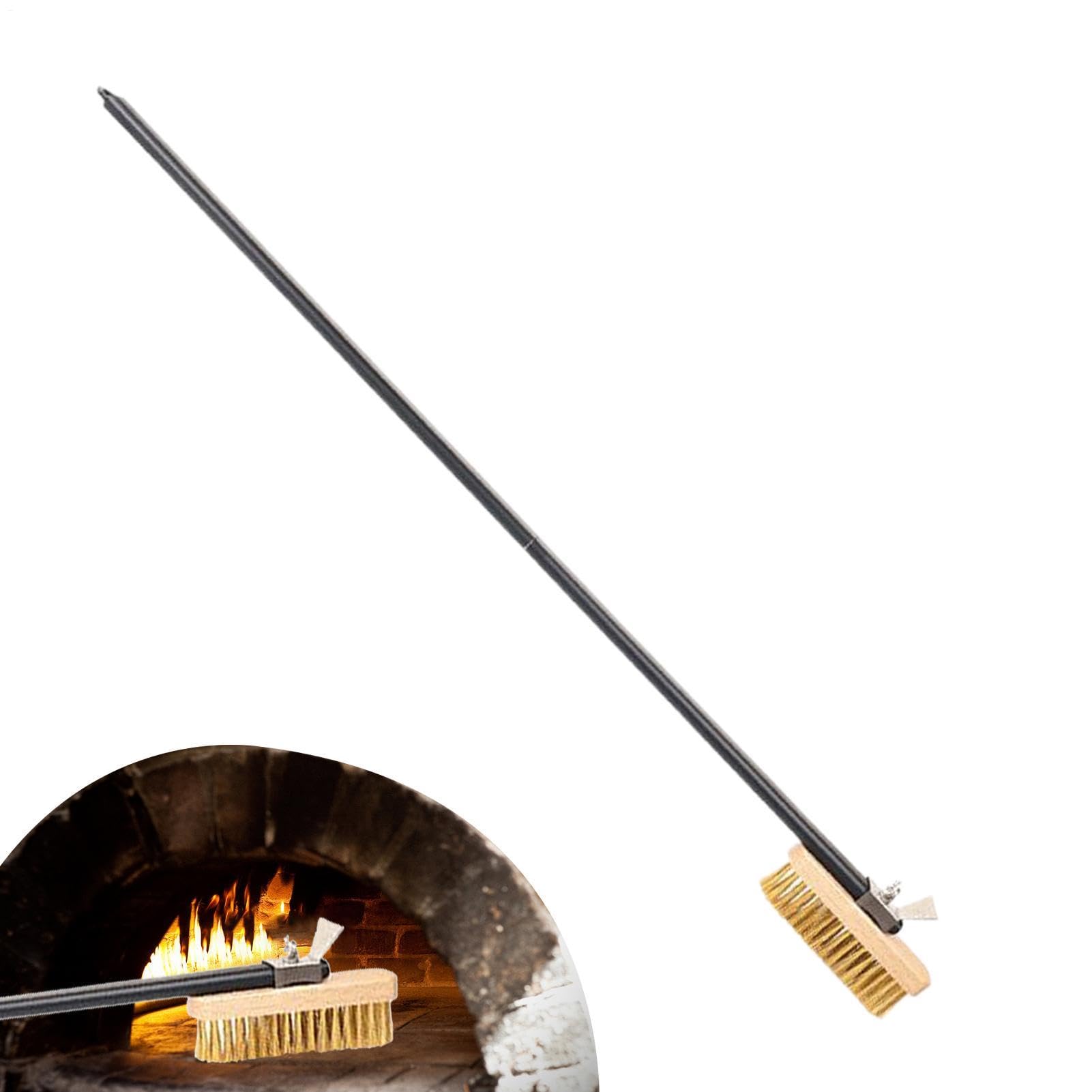 Cepillo de piedra para pizza, mango largo, limpiador de parrilla de acero
