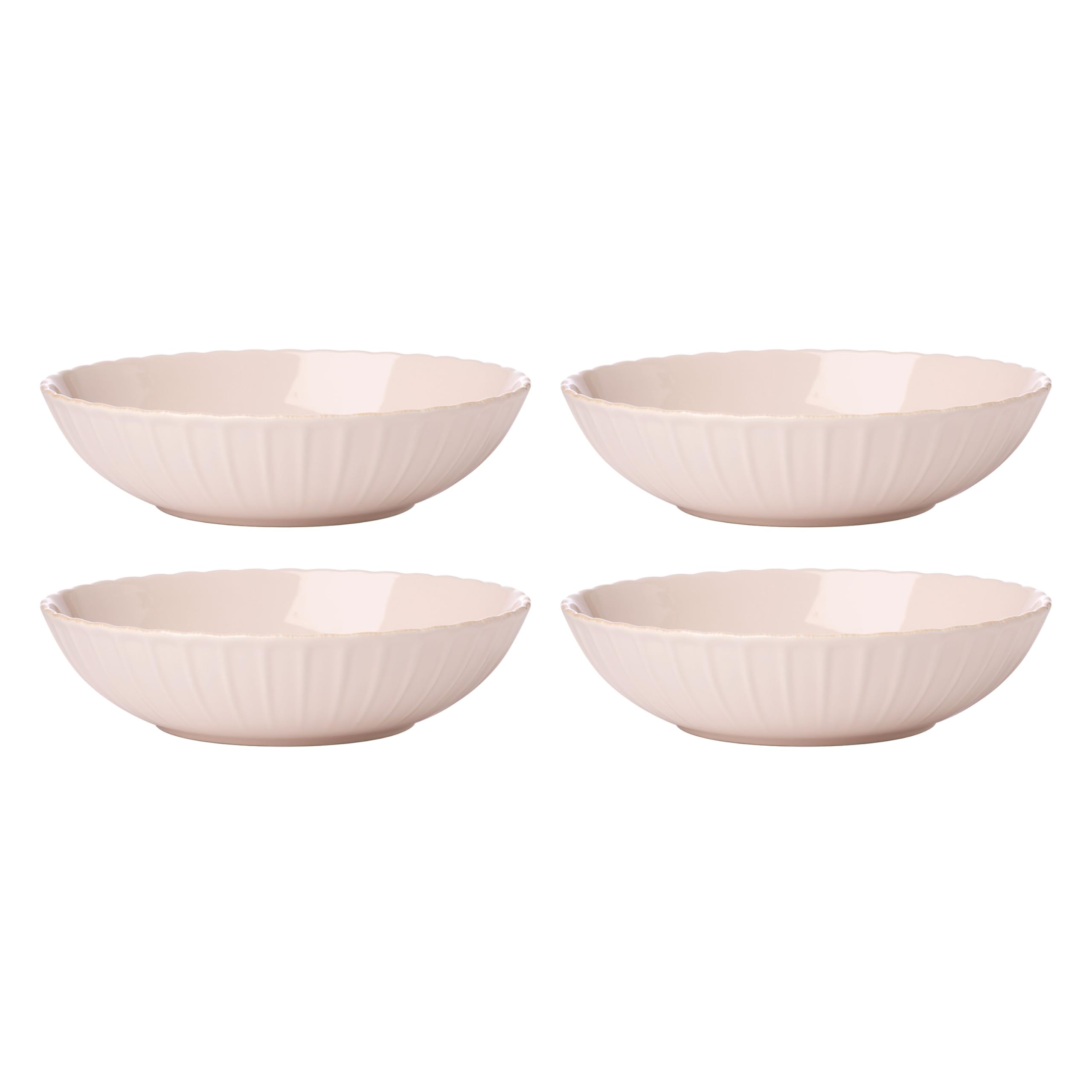 Lenox French Perle Scallop Blush Round Pasta Bowls Set for 4