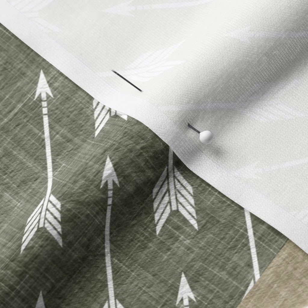 Spoonflower Fabric - Woodland Patchwork Hunting Deer Buck Beige Brown Green Earth Tones Printed on Minky Fabric by The Yard - Sewing Baby Blankets Quilt Backing Plush