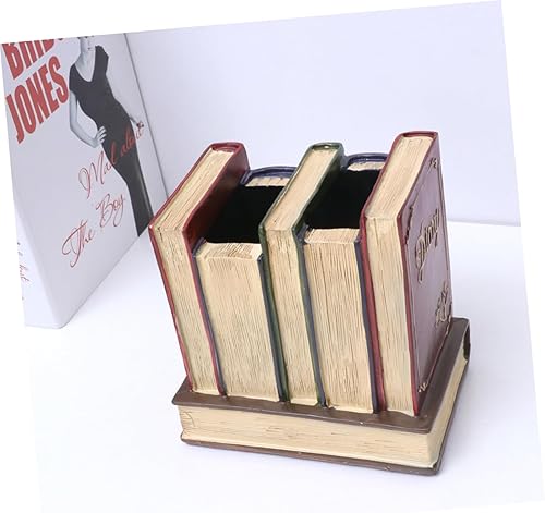 Miniatura 3 de Ciieeo Soporte para cepillos de dientes para libros falsos, organizador de escritorio, estantería de madera, soporte para brochas de maquillaje,