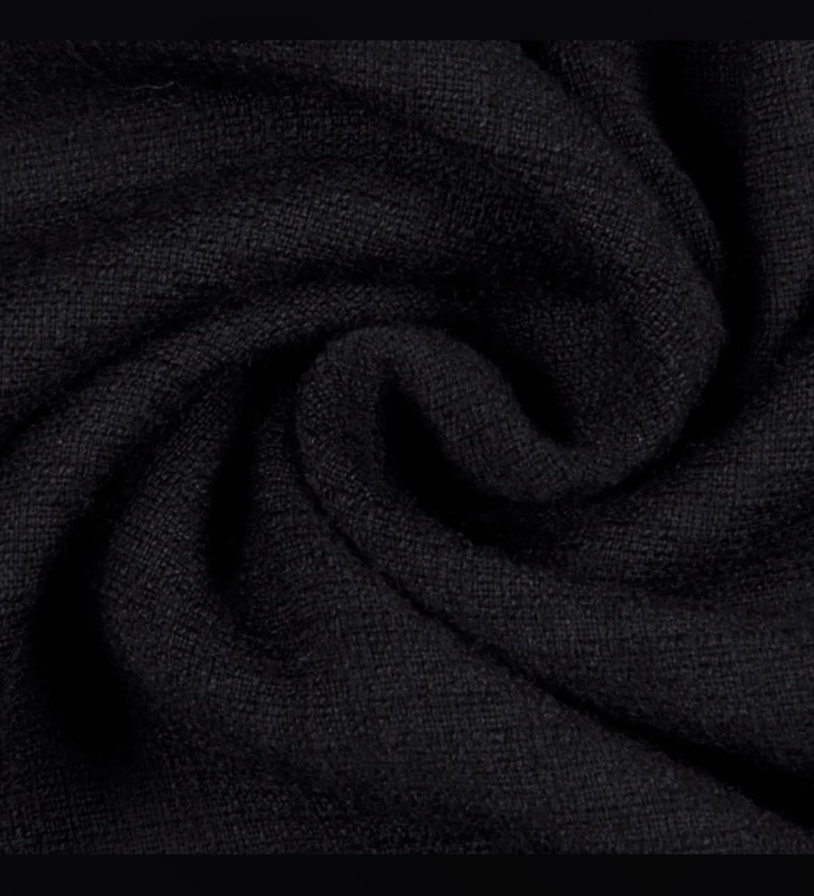 Tuva Textile 40 Yard Bolt of Real 100% Wool Quality Fabric (Flannel) Black Color - Med Weight Wool Flannel, Fabric by The Yard, Made in Italy