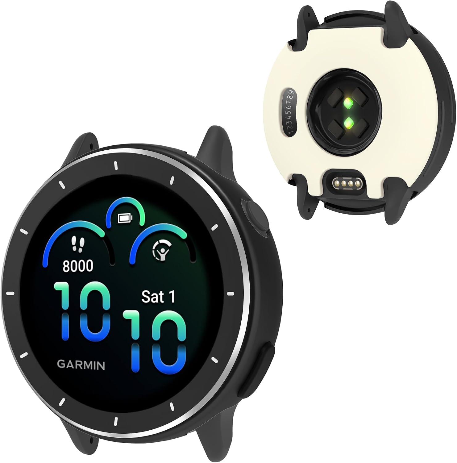 BEARDDO Metal Case for Garmin Vivoactive 6 Smartwatch, 2 in 1 Stainless Steel Bezel & TPU Back Cover with Cleaning Cloth Accessories, Rugged Shockproof Protective Case for Active 6 Men Women Black