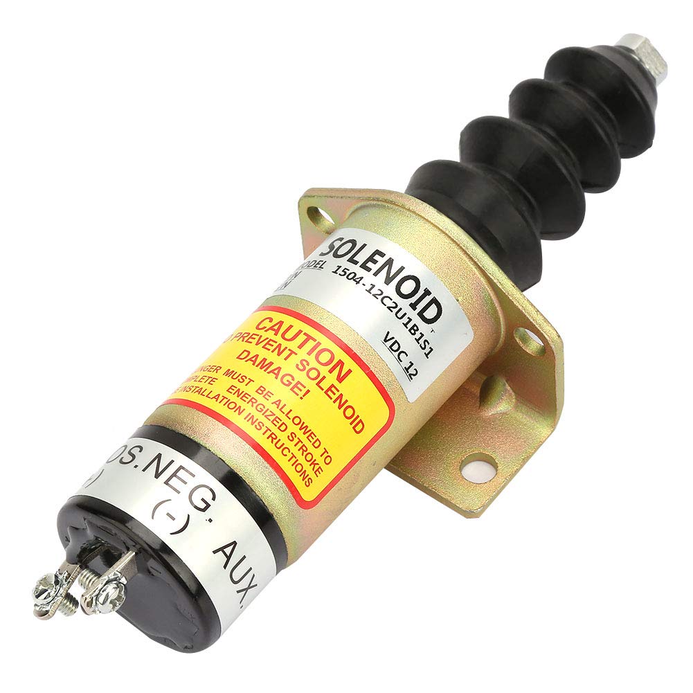 1504-12C2U1B1S1 Flame Out Solenoid Valve Switch 12V Steel Housing Engine Shut Off Stop Replacement Kit