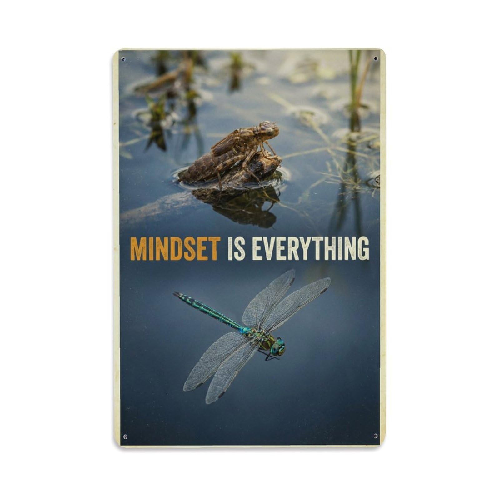 Mindset Is Everything Dragonfly Motivation Quote Metal Tin Sign