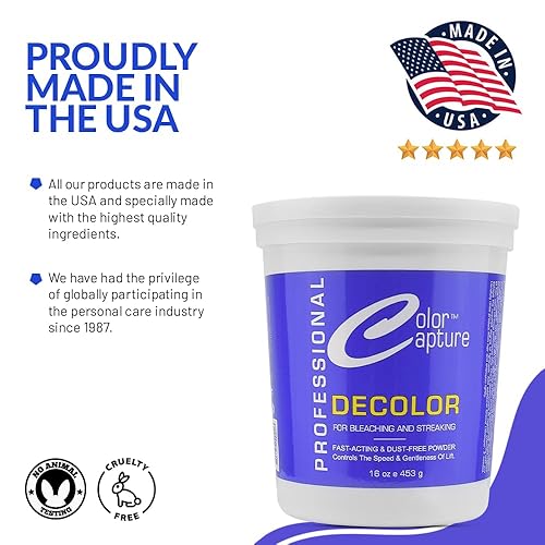 Miniatura 4 de Blanqueador para el cabello en polvo para blanquear y rayar, grado profesional, fórmula suave, tinte azul, 16 onzas
