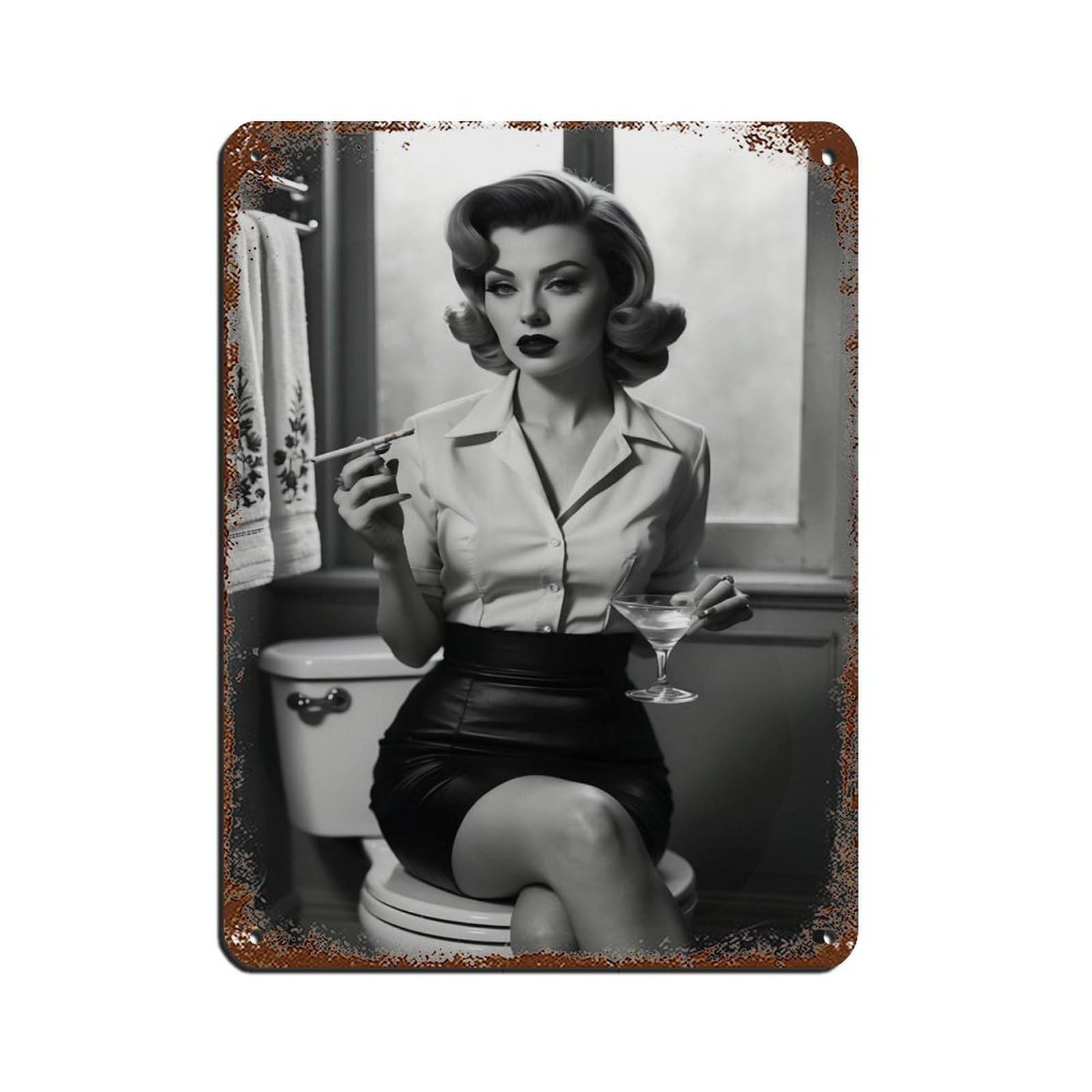 Monochrome Retro Poster, Hollywood Style Retro Poster Metal Tin Sign Chic Art Retro Iron Painting Bar People Cave Cafe Family Garage Poster Wall Decoration 12x16inch(30x40cm)