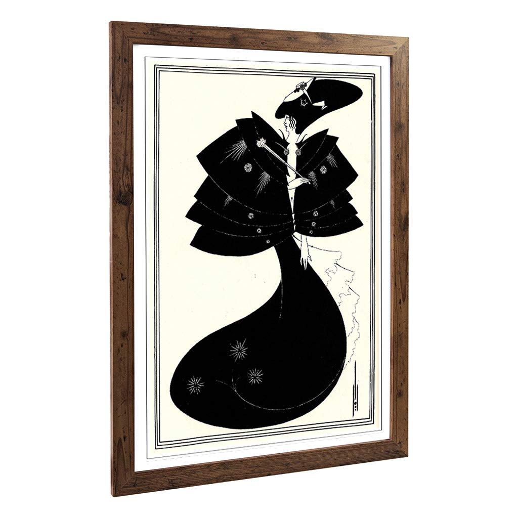 Big Box Art Framed Print of Aubrey Beardsley The Black Cape Design | Wall Art Picture | Home Decor for Kitchen, Living Room, Bedroom, Hallway, Walnut, A2 / 24.5x18 Inch / 62x45cm