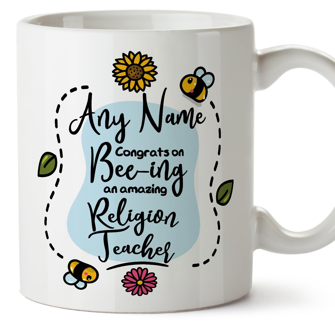 MUGFFINS Personalised Mug for Religion Teacher - in English - Thanks for Beeing - Funny Custom Gift for Colleagues - Ceramic 11oz Mug โ image 1