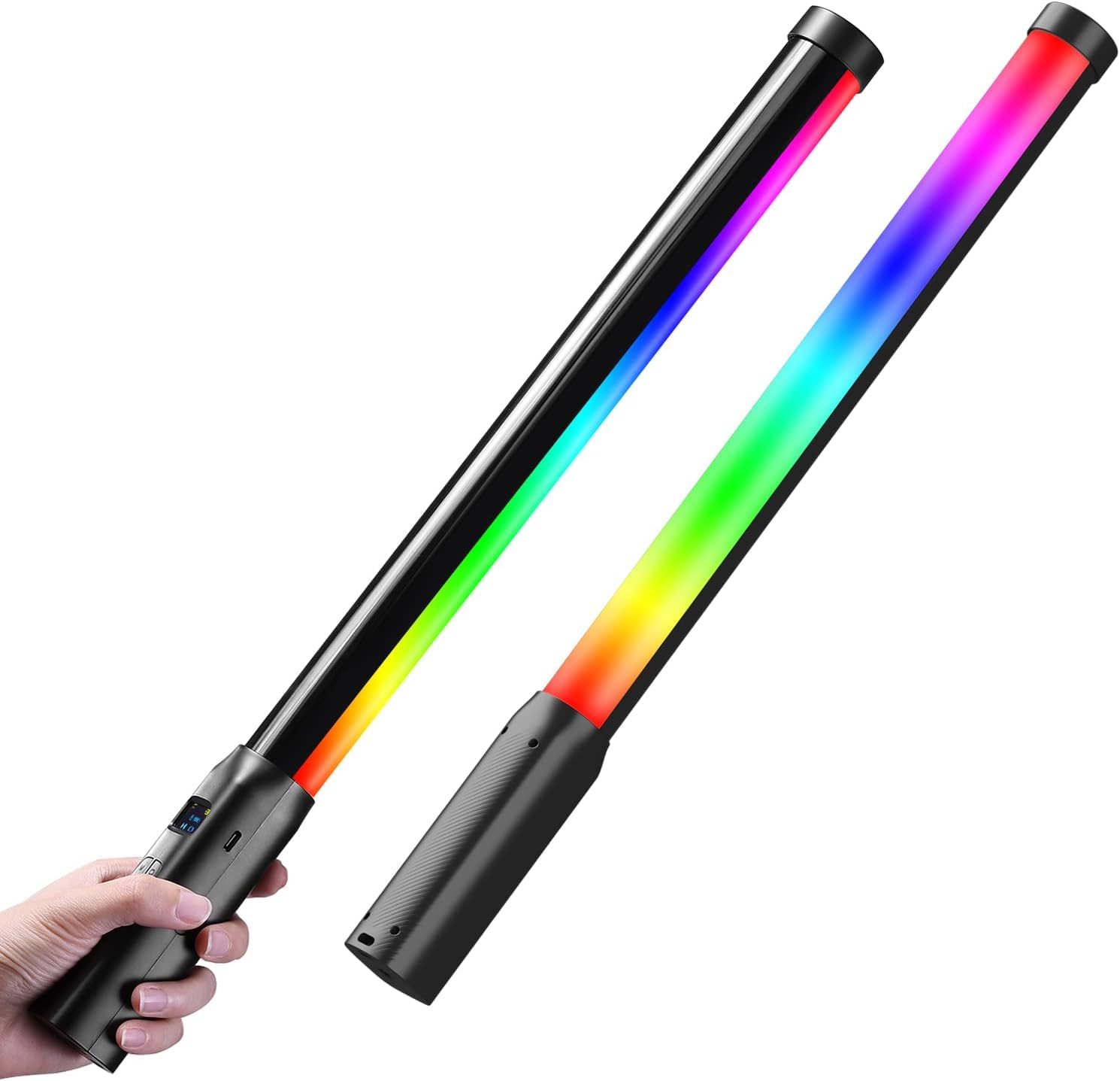 Suicune VL119 Handheld Light Wand, 360° RGB LED Video Light Stick for Photography, 3300mAh Rechargeable Tube Light for Video Shooting, 2500-9000K Dimmable Camera Light with LCD
