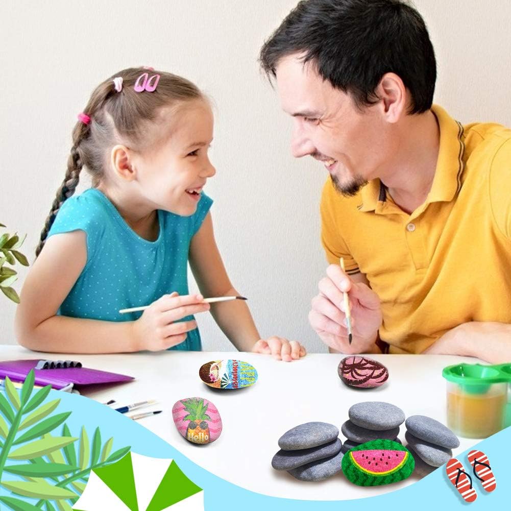 BigOtters Painting Rocks, 20 Natural Rocks for Painting Kindness Rocks Range from About 2 to 3 inches, About 3.7 pounds of Rocks(Dark Gray) for Easter Kid Gift : Patio, Lawn & Garden