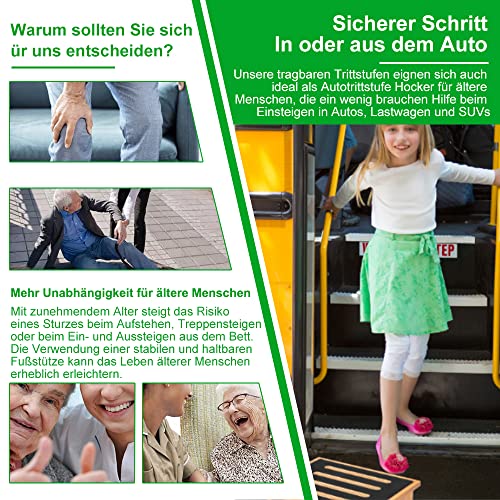 StrongTek Einstufiger Hocker für Erwachsene mit Rutschfester Gummi-Trittfläche, tragbarer einzelner Holzerhöhung (natürlich)