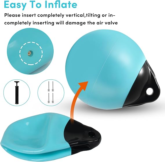 Boat Mooring Buoy 10/12/15 inch,Round Boat Fender Ball Boat Buoy Ball,Inflatable Boat Fender Dock Bumper Ball Anchor Buoy Suitable for Yachts Marinas Sailboats Ski Boats