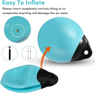 Boat Mooring Buoy 10/12/15 inch,Round Boat Fender Ball Boat Buoy Ball,Inflatable Boat Fender Dock Bumper Ball Anchor Buoy Suitable for Yachts Marinas Sailboats Ski Boats