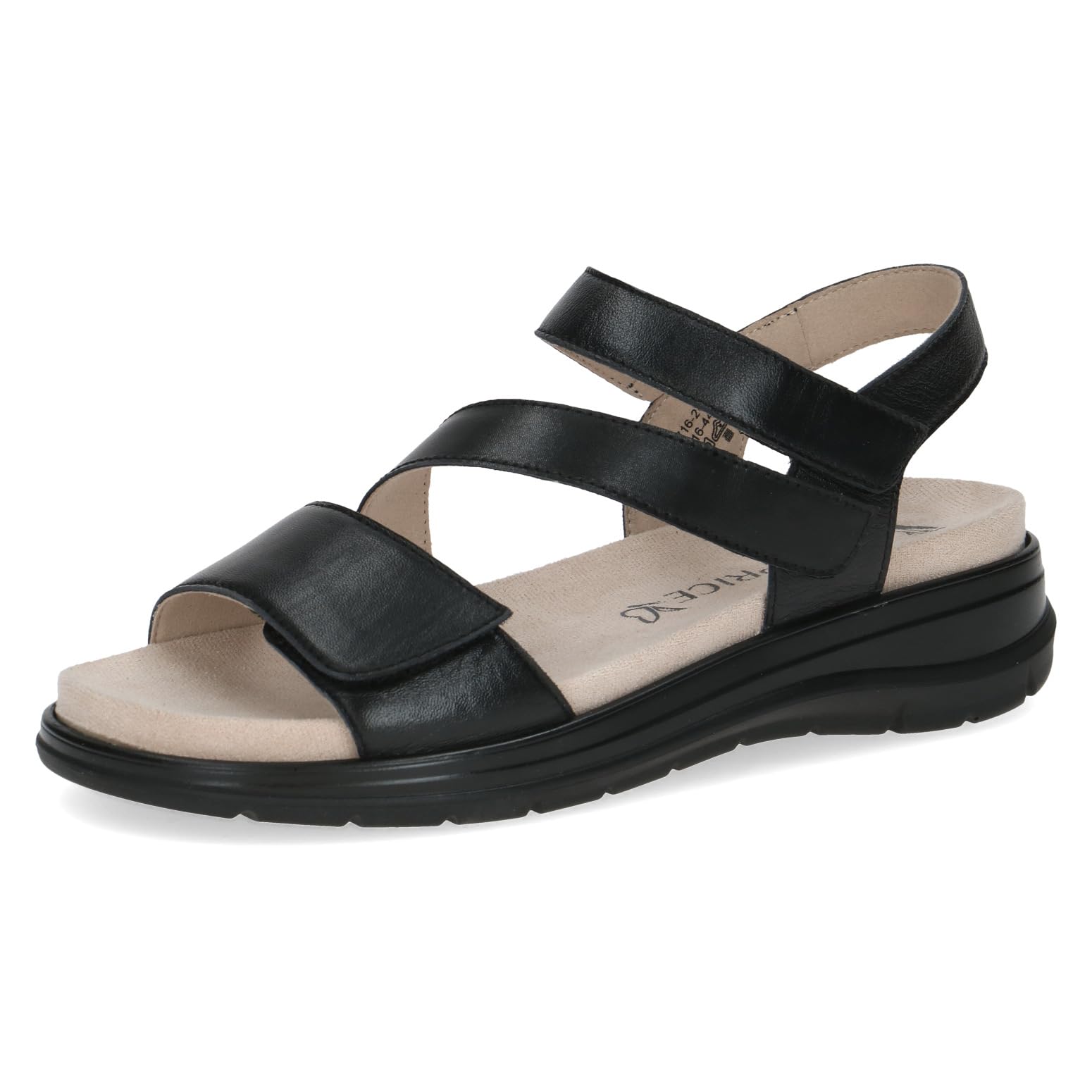 CAPRICE Women Sandals Flat Leather Comfortable, Black (Black Nappa), 5 UK