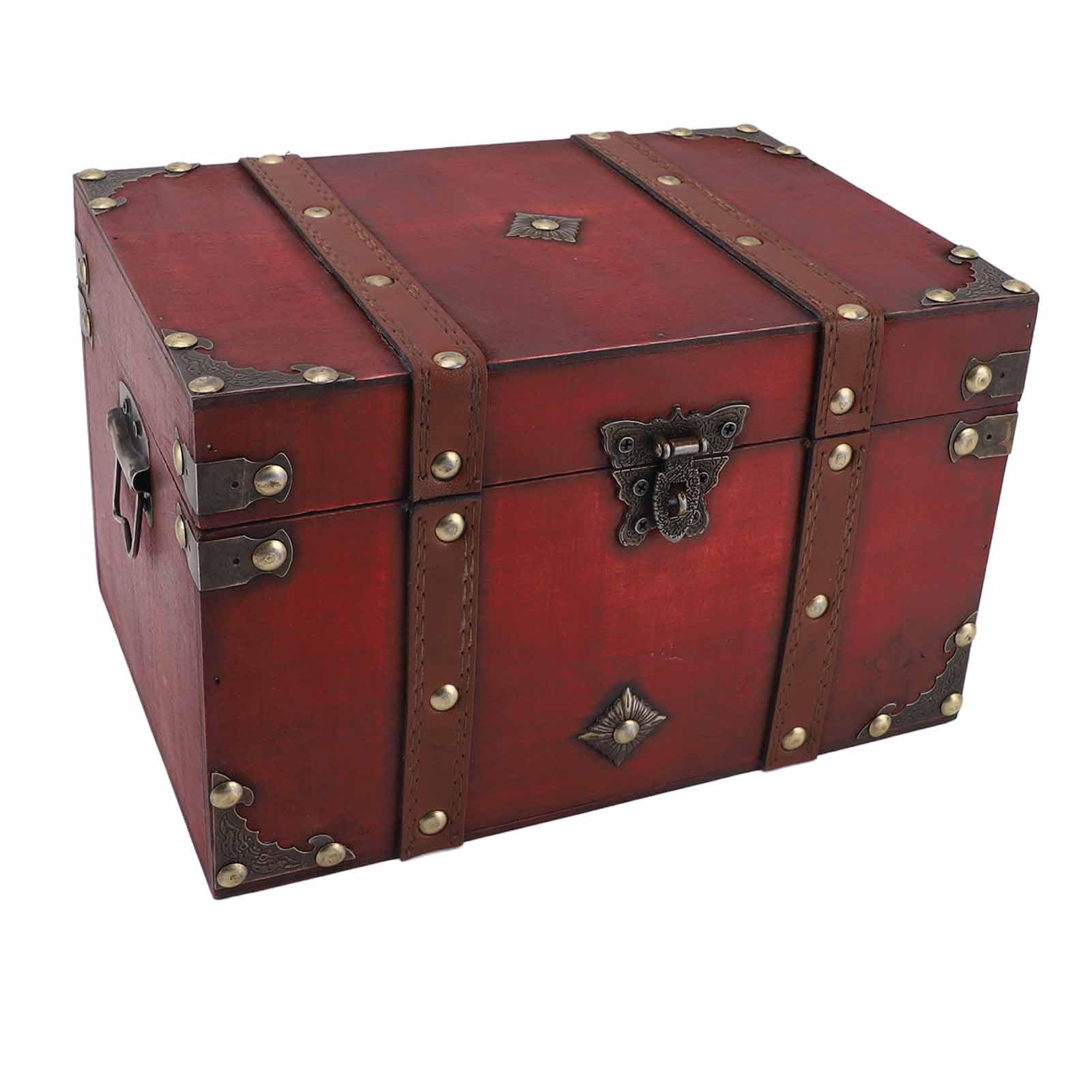 Baule Vintage In Legno ELLDOO - Scatola Tesoro Pirata, Decorativa, Per Oggetti E Ricordi