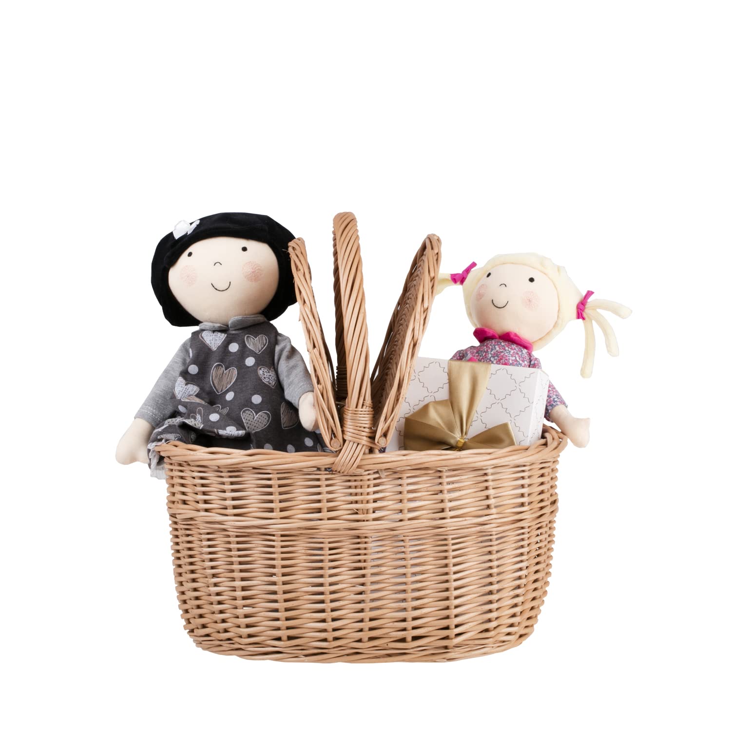 e-wicker24 Panier Pique-Nique en Osier Naturel 3 Tons, Panier en Osier, Panier Cadeau, Panier de Courses au supermarché, (42x32 H24/40, Naturel)