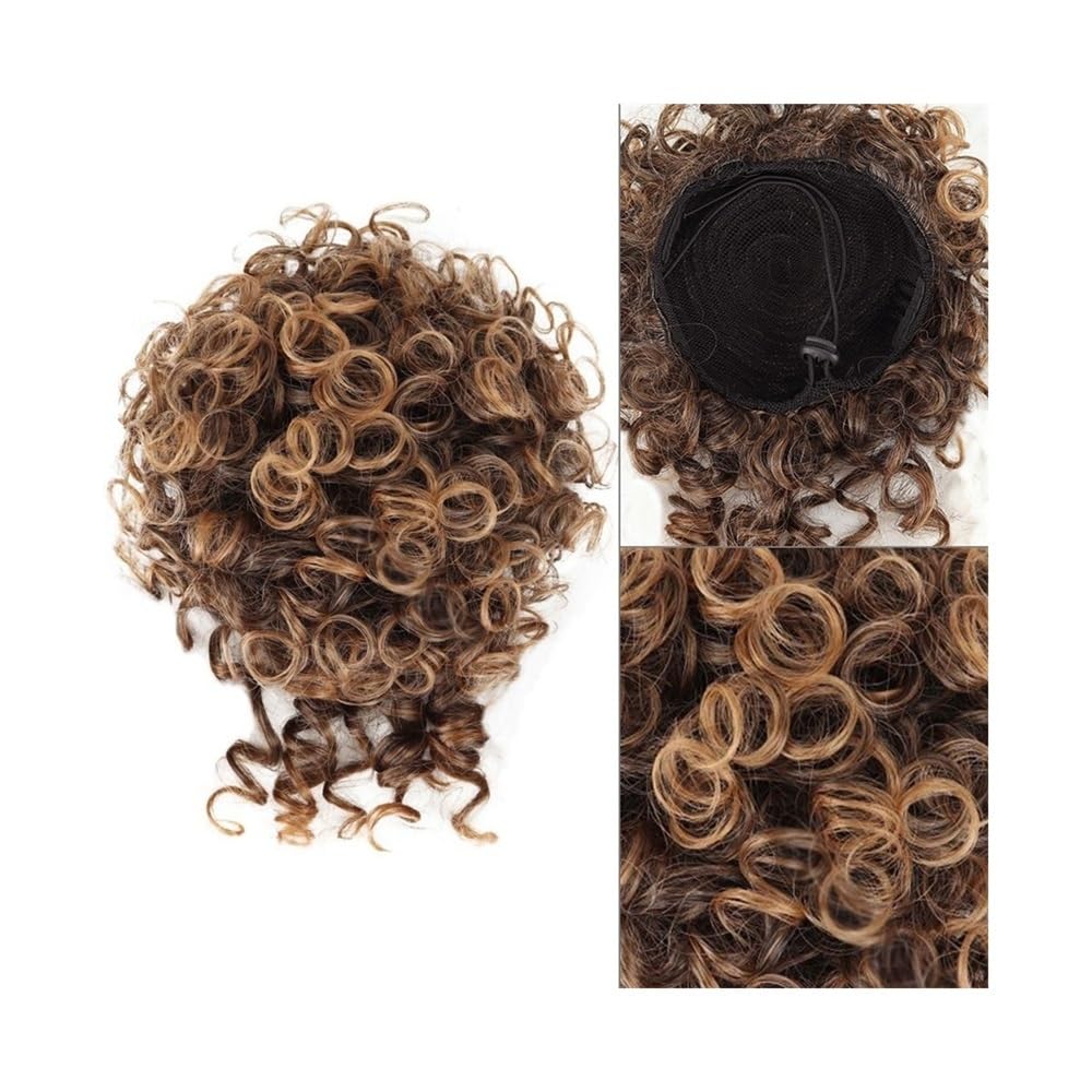 Panino per Capelli disordinato Extension for Chignon Riccio spettinato e spettinato Sintetico con Coulisse e Coda di Cavallo Parrucchino a Coda di Cavallo per l'uso Quotidiano(1BT30)