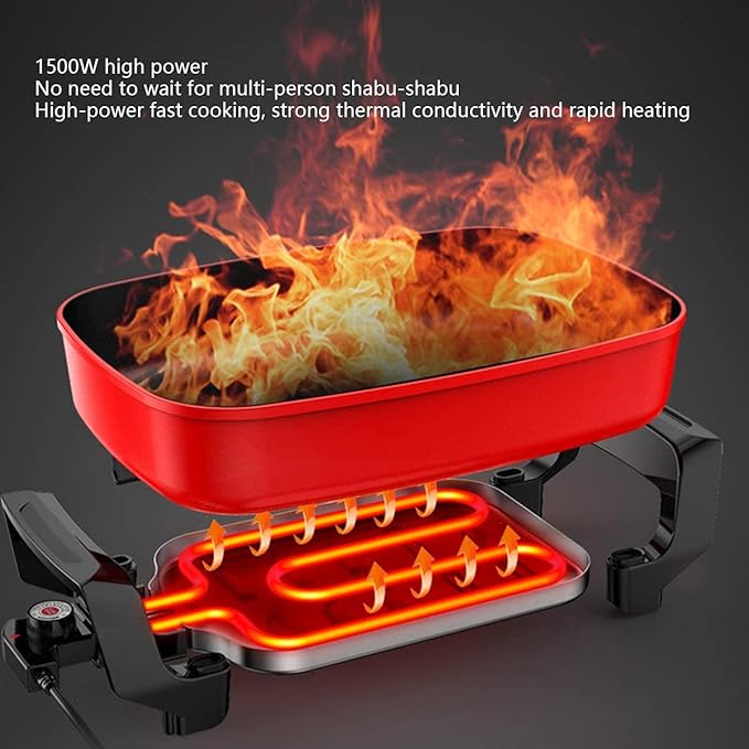 Olla Eléctrica BBQ sin Humo con Tapa de Vidrio y Control de Temperatura miniatura 4