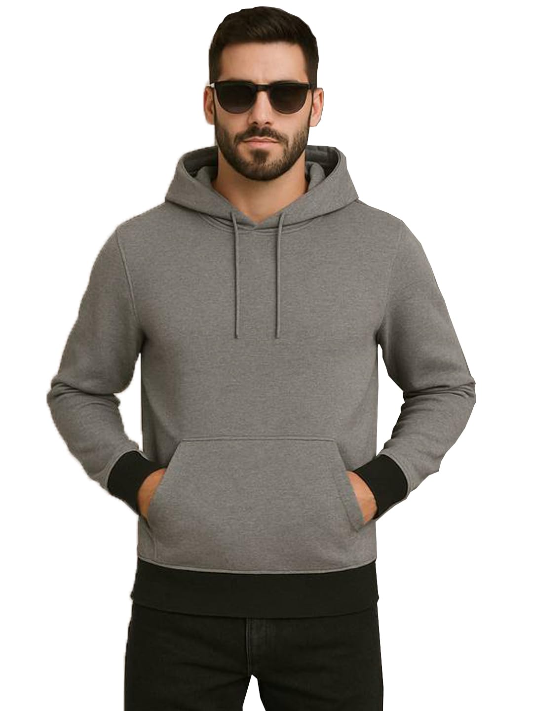 RodZen Cotton Fleece Regular Fit Hooded Sweatshirt Full Sleeves Solid Jumper Hoodie for Men/Boys-image-15