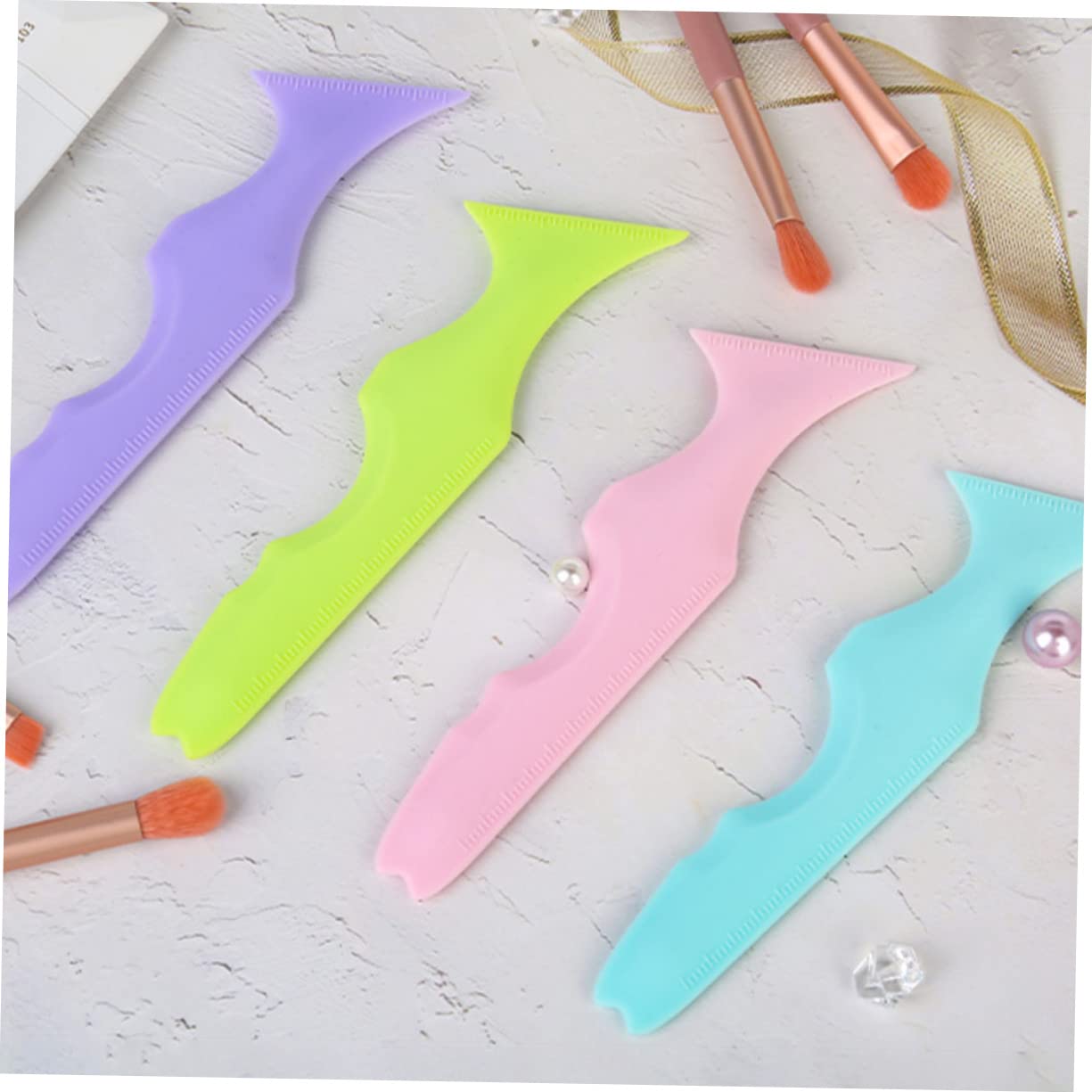 FRCOLOR 10piezas Plantilla De Silicona Para Delineador De Ojos De Guía De Aplicación De Maquillaje Herramientas Reutilizables Para Principiantes y Profesionales Fácil De Limpiar Diseño