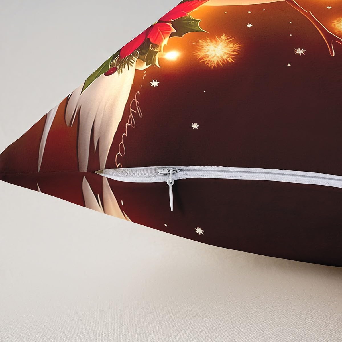 Homemissing Fundas de almohada reversibles de Navidad de 50 x 50 cm, fundas de almohada cuadradas de muñeco de nieve navideño, juego de 4 fundas de almohada de copo de nieve, fundas de almohada rojas