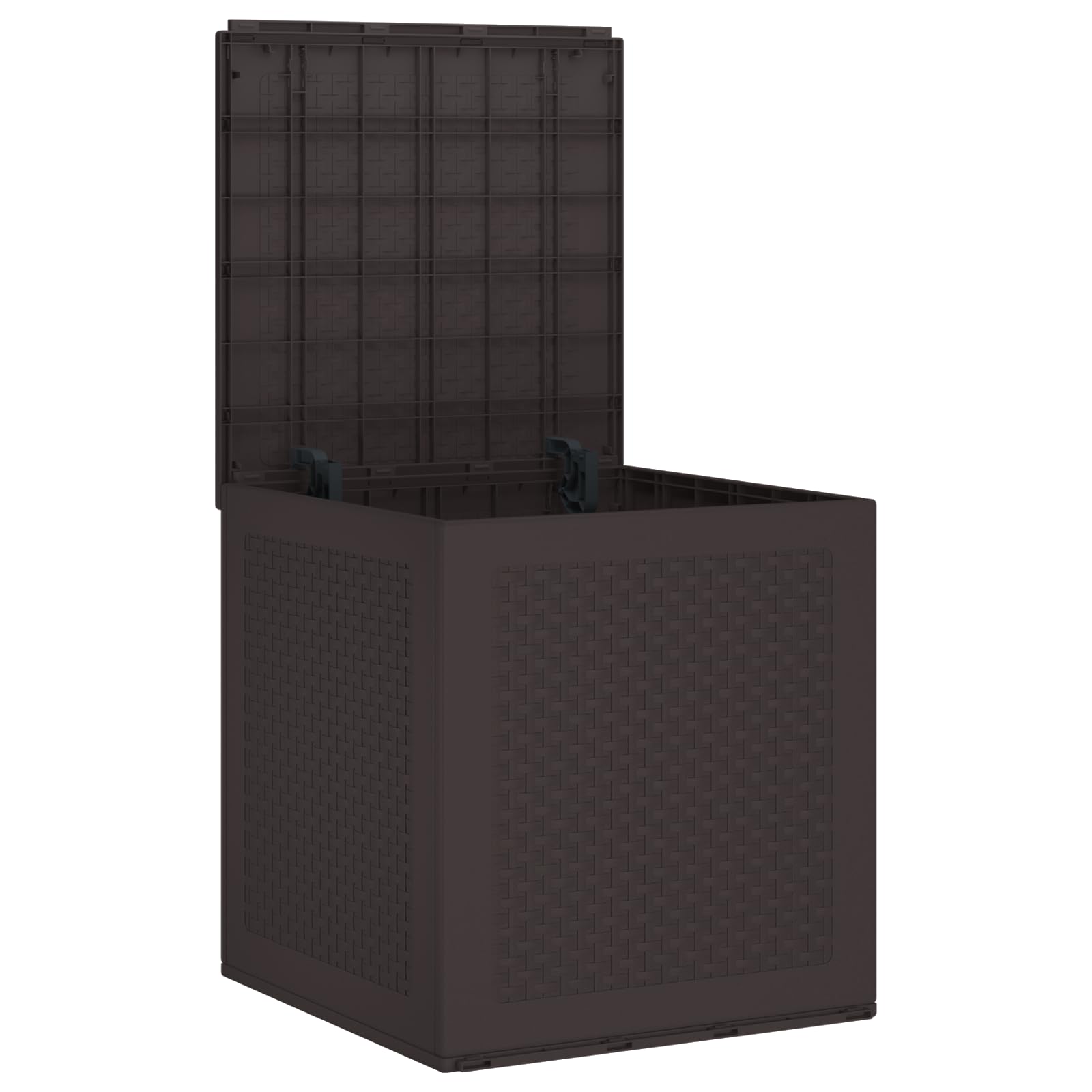 Gartentruhe aus PP Kunststoff Braun 55x53x57 cm Außenlagerbox mit UV-Schutz und texturierter Oberfläche für Terrasse Gartenmöbel Aufbewahrung