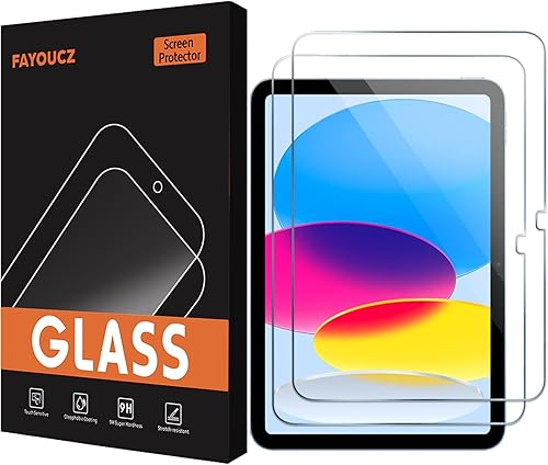 Paquete de 2 protectores de pantalla compatibles con iPad de 10.9 pulgadas modelo A2696 A2757, película de vidrio templado sensible al tacto para