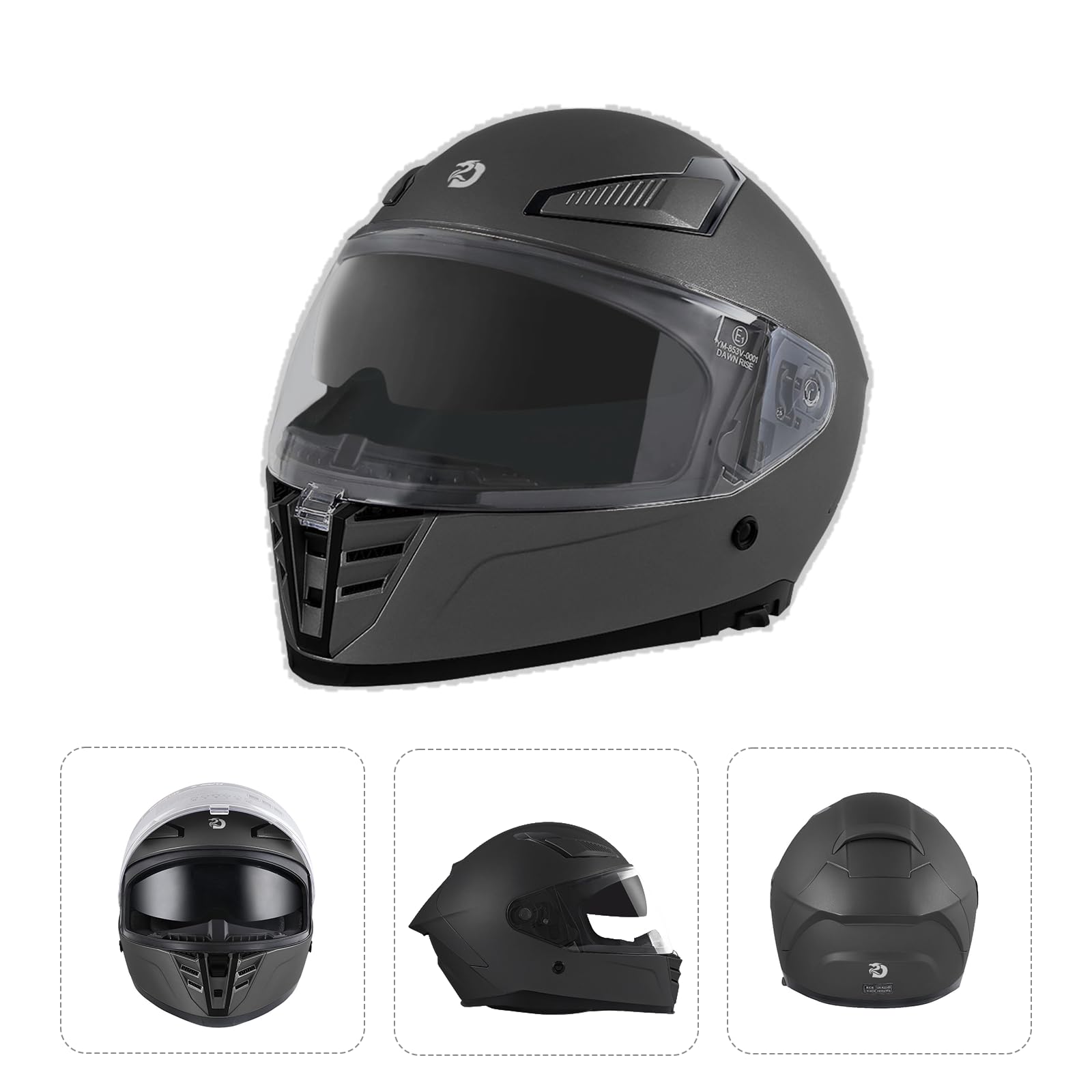 DAWNRISE Casco Integral Moto ECE 22.06 Doble Visera Unisex | Casco integral moto unisex con ABS resistente, EPS antiimpacto, doble visera y 4 ventilaciones para mayor comodidad.