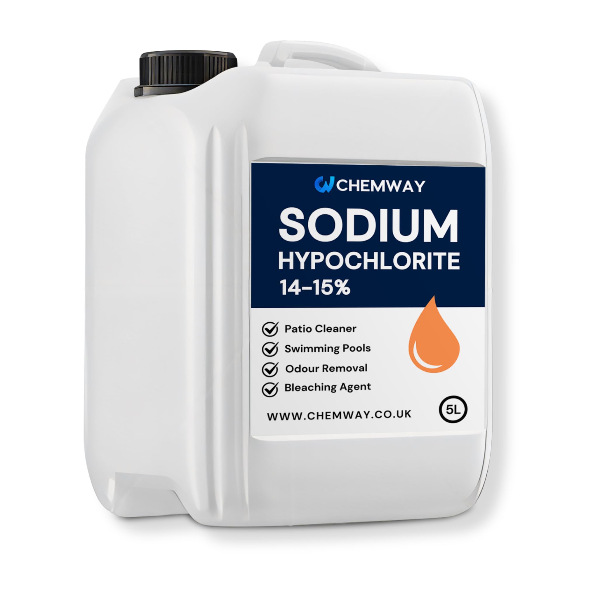 Sodium Hypochlorite 5L - High Strength (14-15%) Brick, Driveway & Patio Cleaner - | Bleaching Agent | Odour Removal | Black Spot Removal