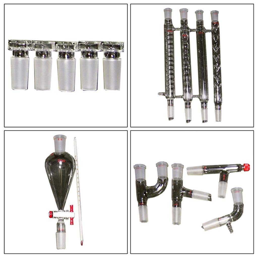 Labware Destillationsgerät für ätherische Öle, Hydrosol, Wasserdestillierer, Reiniger, Gläser-Set mit 24/40 Gelenk, 32 Stück