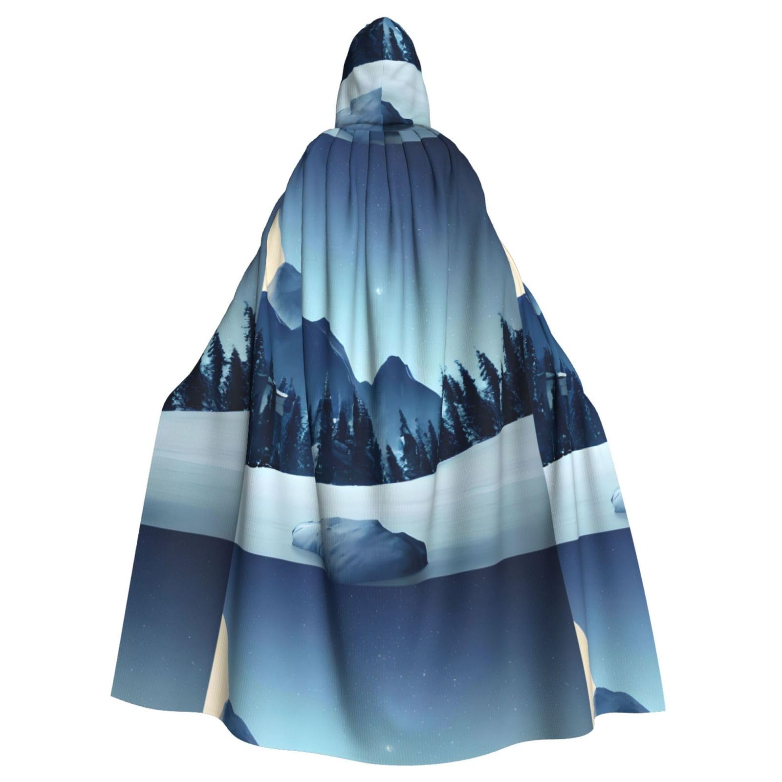Snowy Forest Men Women Halloween Role Play Party Decoration Hooded Poncho
