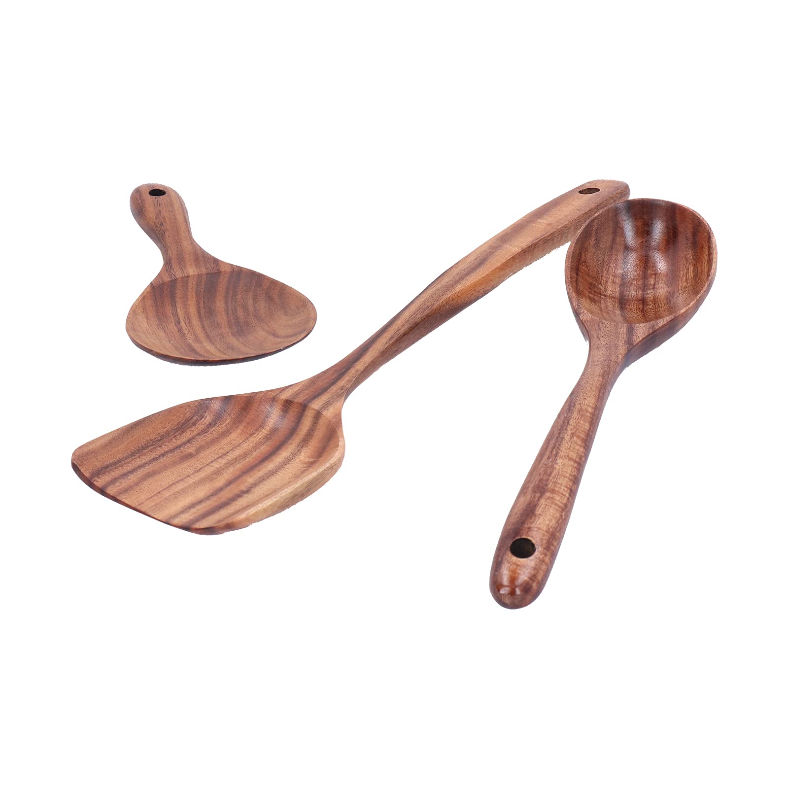 Generic Set di Cucchiai da con Manico Lungo per Uso Domestico, Utensili in Legno Durevoli, Kit di Utensili da da 7 Pezzi