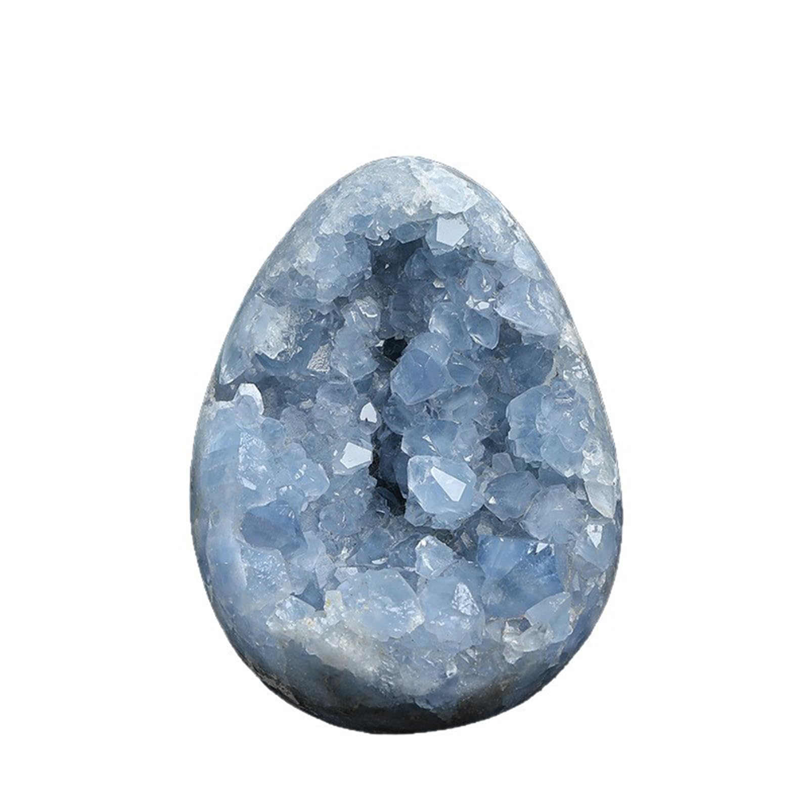 Hhhxkkuo Natural Celestite Crystal Cluster Geode Egg Raw Mineral Specimen