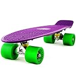 Skateboards Complete 22 Inch Mini Cruiser Retro Skateboard for Kids Boys Youths Beginners (Purple Green)