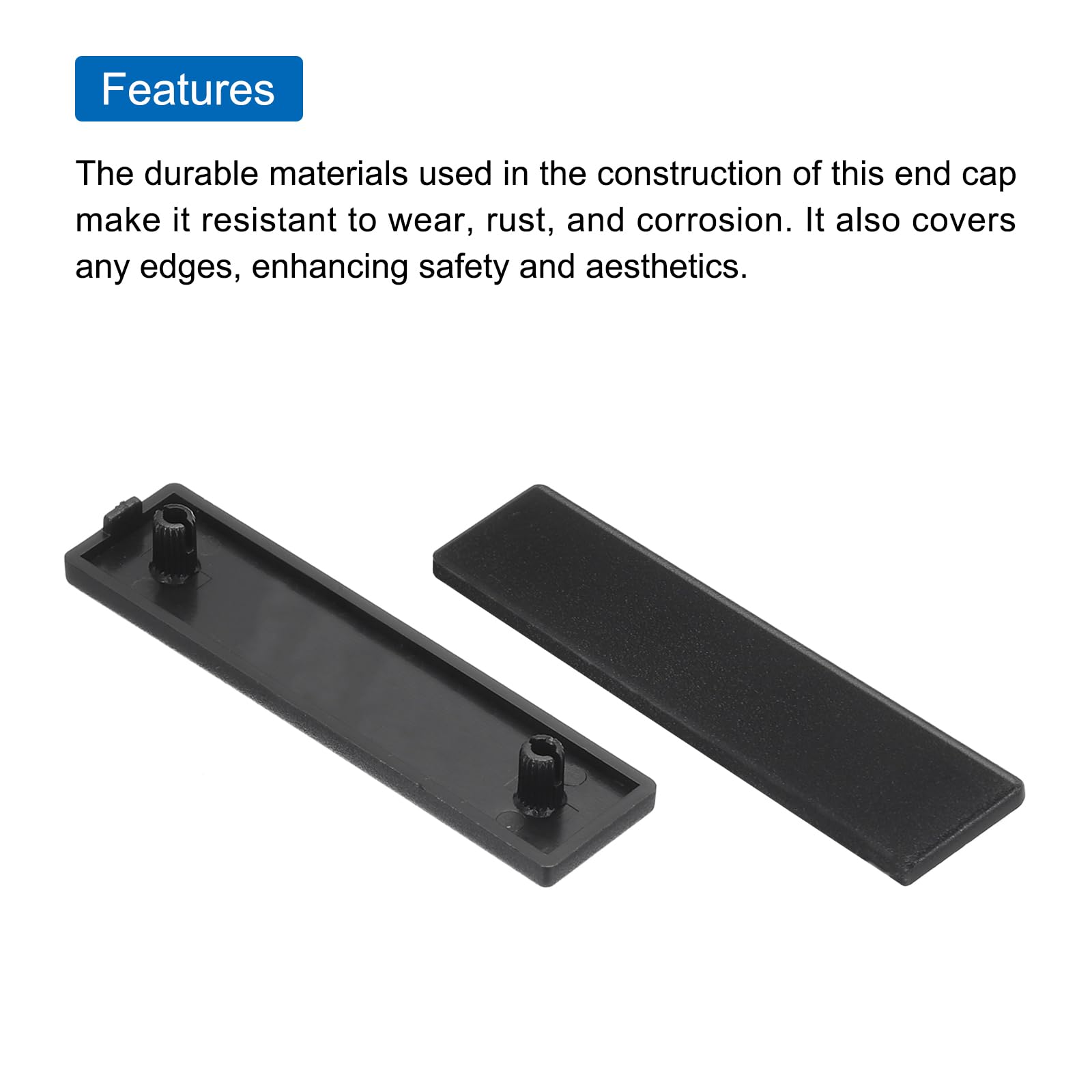 sourcing map 10pcs Embout Fermeture En Plastique Standard Pour Profilé D'Extrusion En Aluminium Rectangulaire Noir 80X20Mm Pour Chariot, Support De Réservoir À Poissons, Support De Rangement