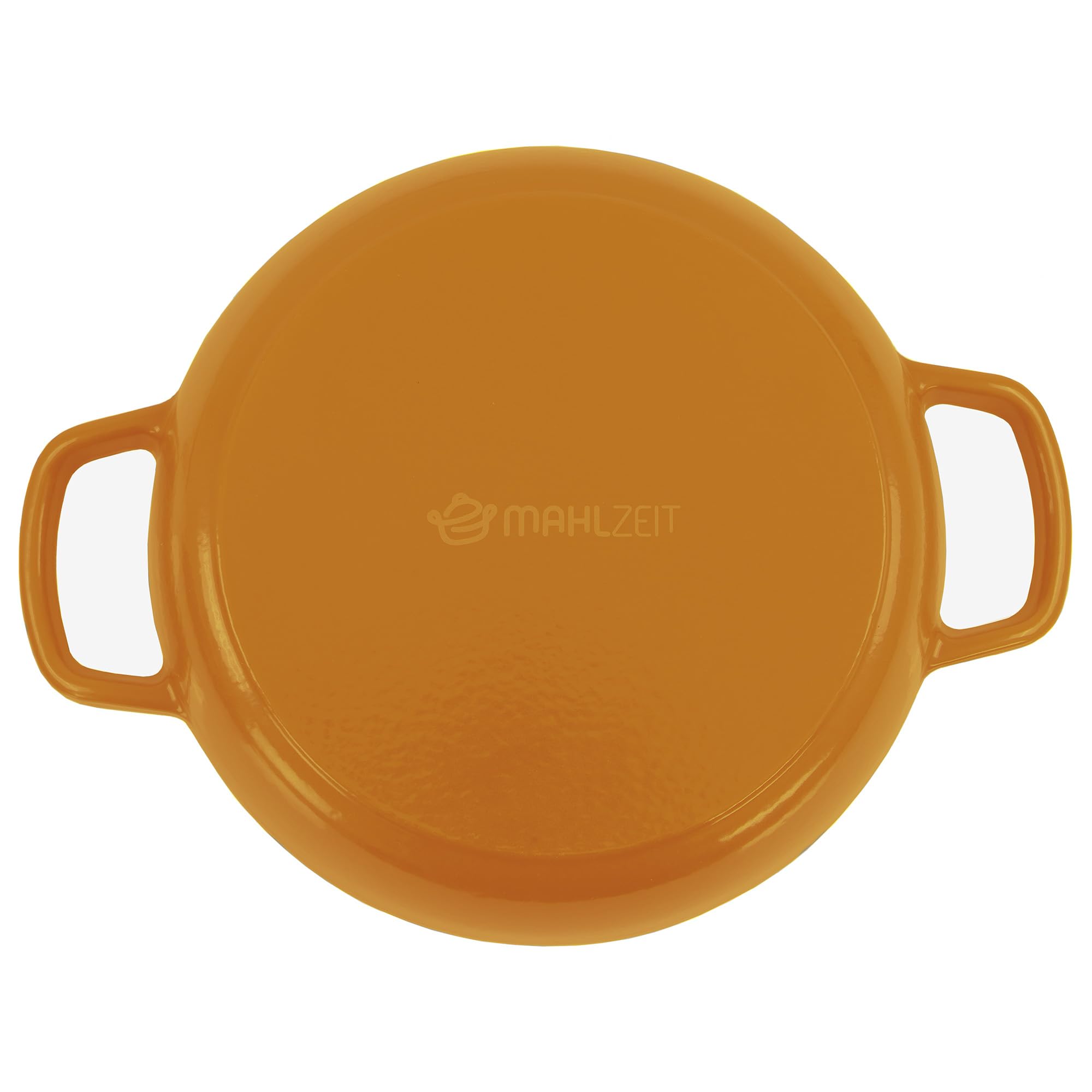 Mahlzeit Gusseisen Brottopf Set emailliert | 6,4 Liter | Sunny Orange | Brotbackform mit Brotschlinge und Untersetzer, Brotbackset, Gusseisentopf, Brotform, Brotbackform mit Deckel, Emaille Schmortopf