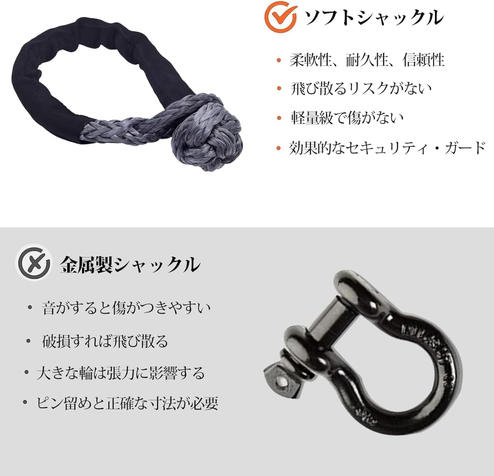 Amazon | jqgksb2個セット ソフトシャックル 牽引ロープ 車 シーエル