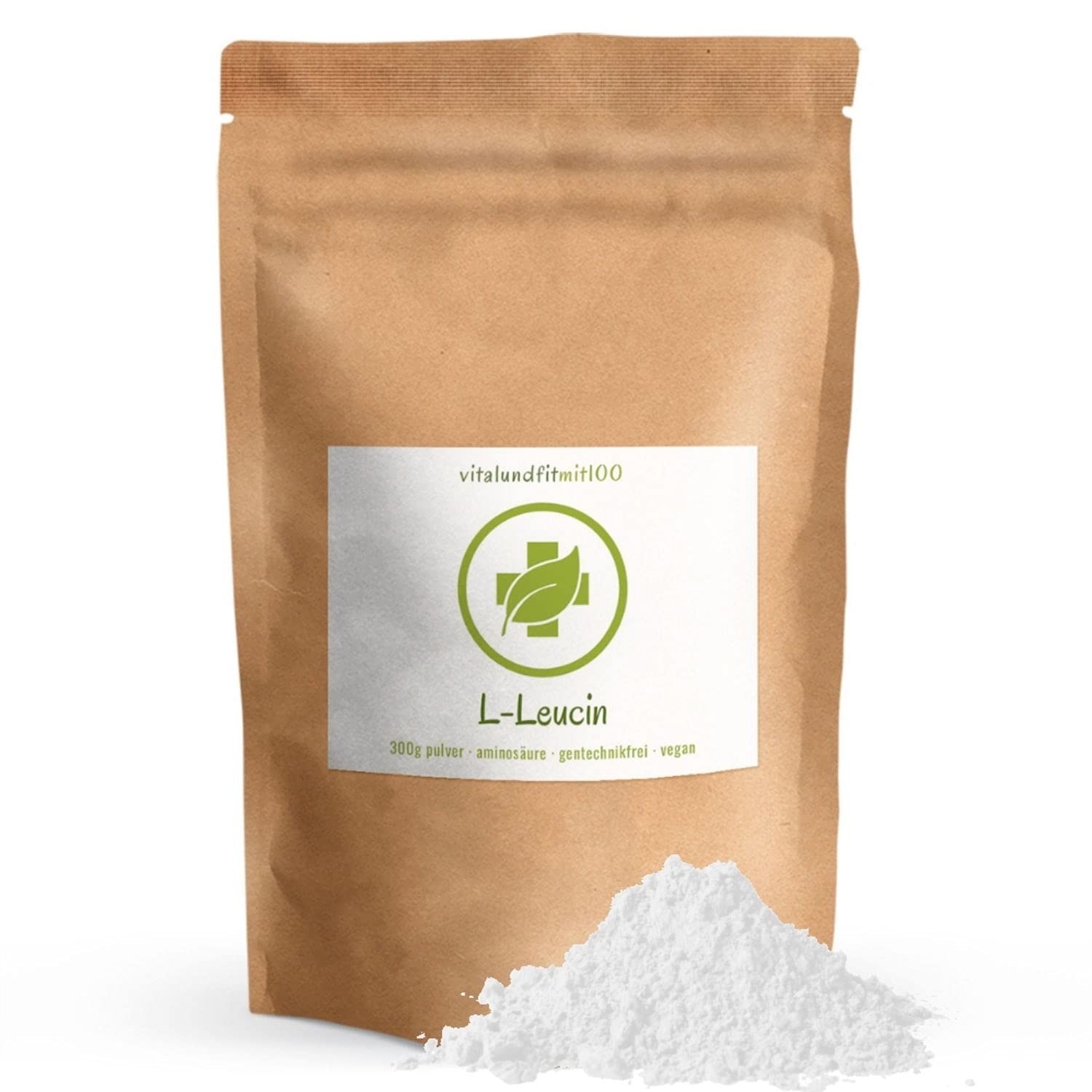 L-Leucin Pulver 300 g - essentielle proteinogene Aminosäure -Fermentationsgewinnung - gentechnikfrei - 100% vegan und rein - glutenfrei/laktosefrei ohne Hilfs- und Zusatzstoffe