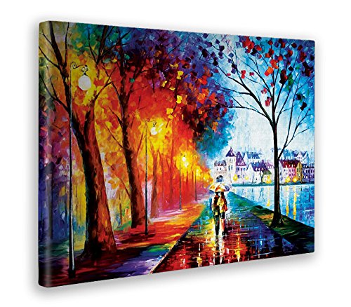 Giallobus - Schilderij - Afdrukken op Canvas - Leonid Afremov - Storm van geluk - 100 X 140 Cm