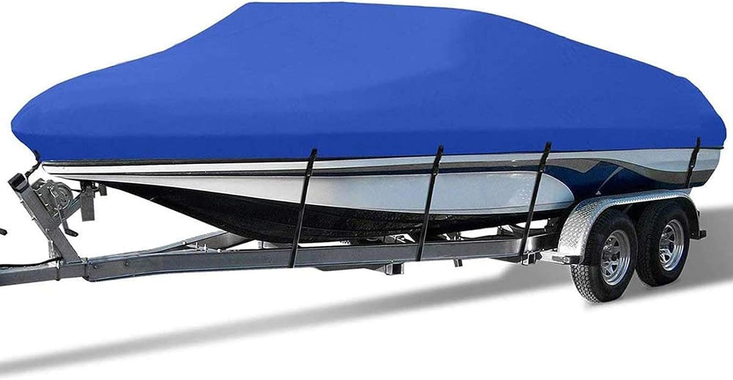 Wodoodporny pokrowiec na łódź 210D, kurtka outdoorowa do łodzi wędkarskich V-Hull i TRI-Hull (17-19FT) - płócienna osłona przeciwsłoneczna i ochrona przed kurzem do kajaków i jachtów