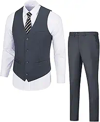 Conjunto de colete masculino de 2 peças, caimento justo, casual, colete