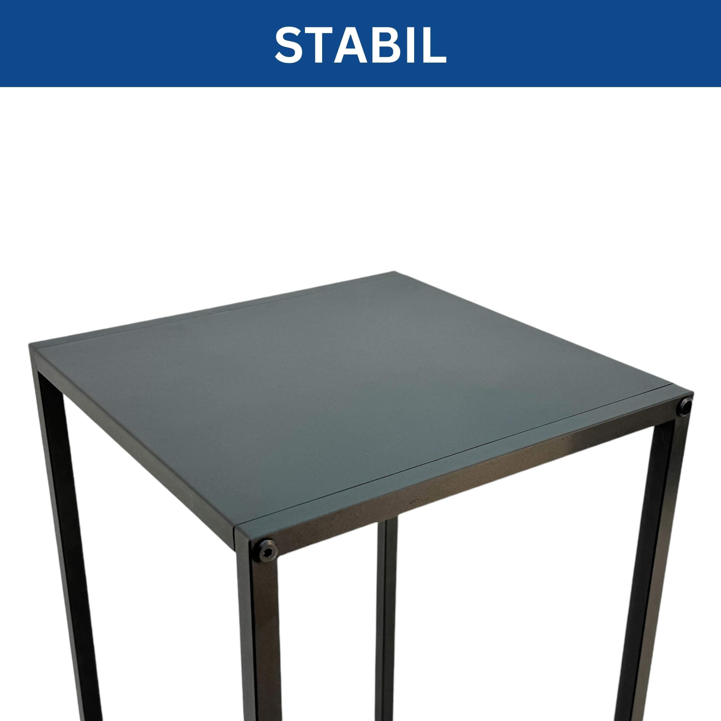 DanDiBo Pflanzenständer Metall Schwarz Eckig 2er Set 60 cm und 70 cm Beistelltisch Blumenhocker Blumenständer Blumensäule Design Modern Pflanzenhocker