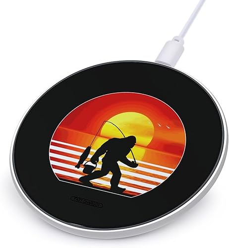 Bigfoot Fishing Wireless Charger Pad 10W Fast Charging Pad Compatible with iPhone 15 14 13 12 Series Samsung Galaxy Series