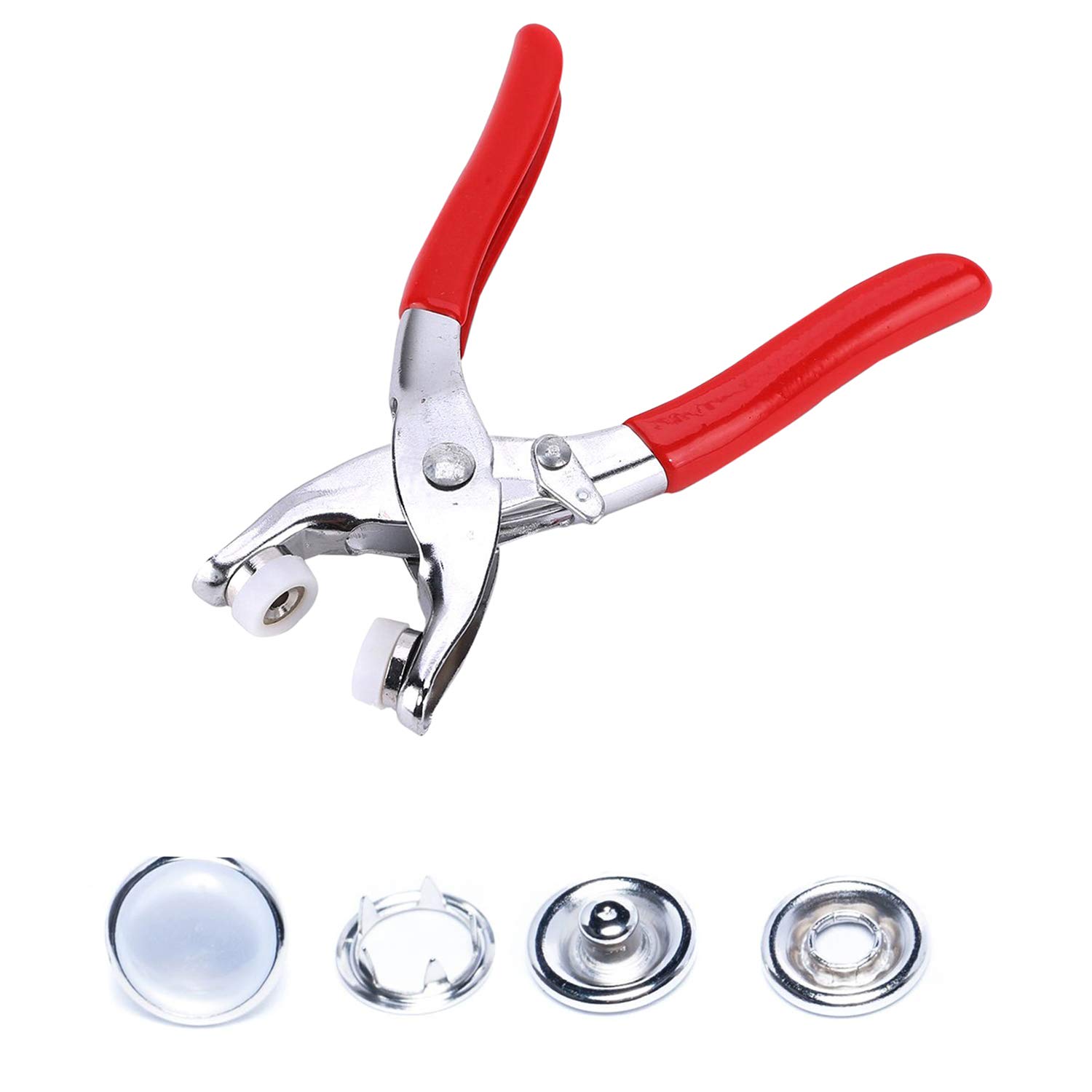 Trimming Shop 100 Pieces 12mm Pearl Snaps Poppers + Setting Pliers for Clothing and Crafting Projects