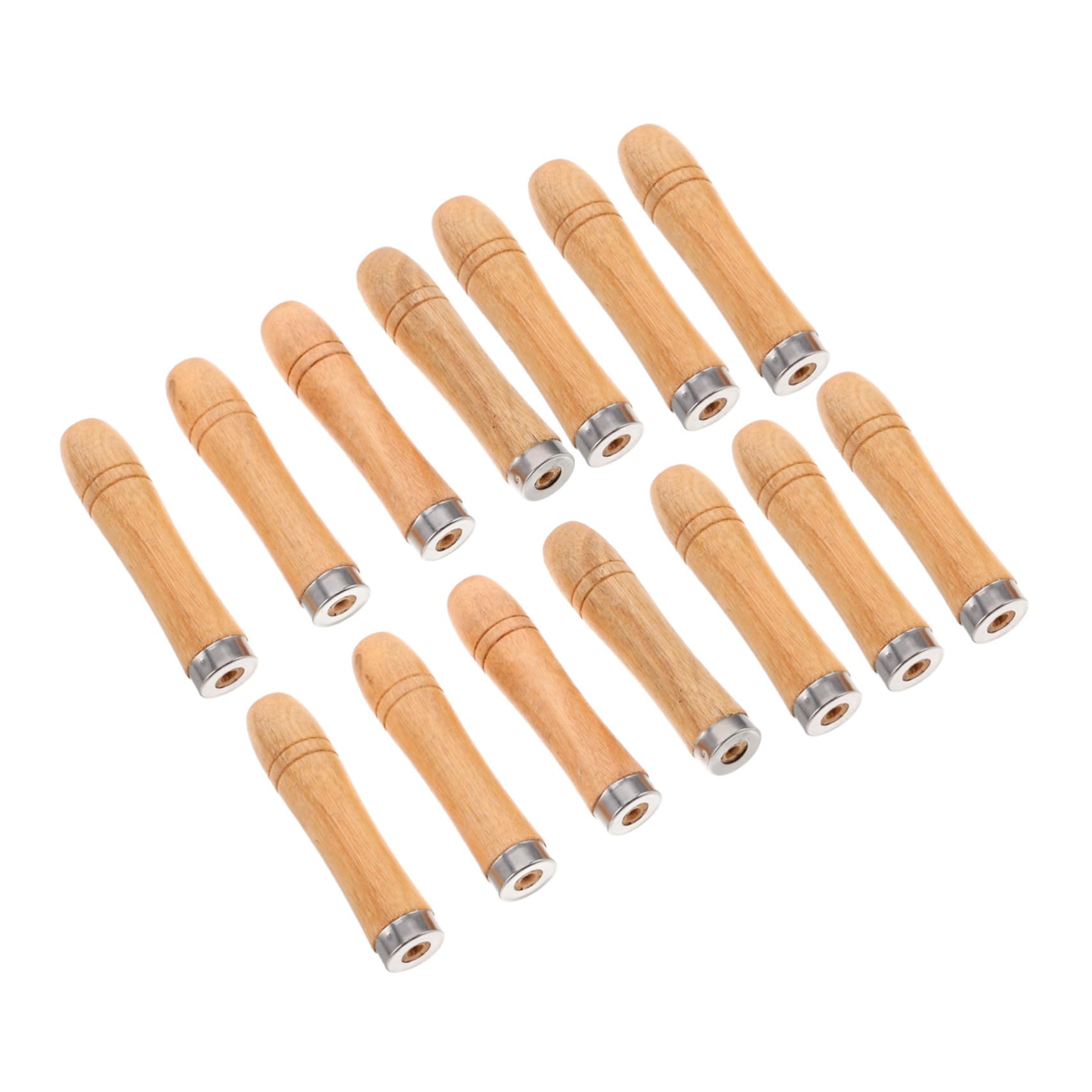 CAXUSD 14pcs Bbq Grill Fork Handles Removable Wooden Grip for Skewers Hole Diameter Nonslip Heat Resistant Design Portable Cooking Accessories for Outdoor Grilling