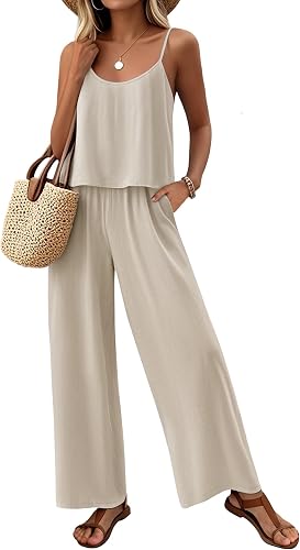 Velvelhall Women's 2 Piece Lounge Set Summer Beach Vacation Travel Outfits Casua