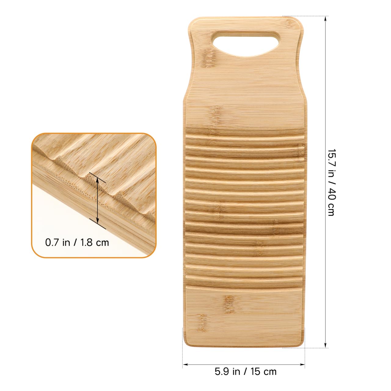 Hemoton Planche à laver en bambou naturel 40 x 15 cm