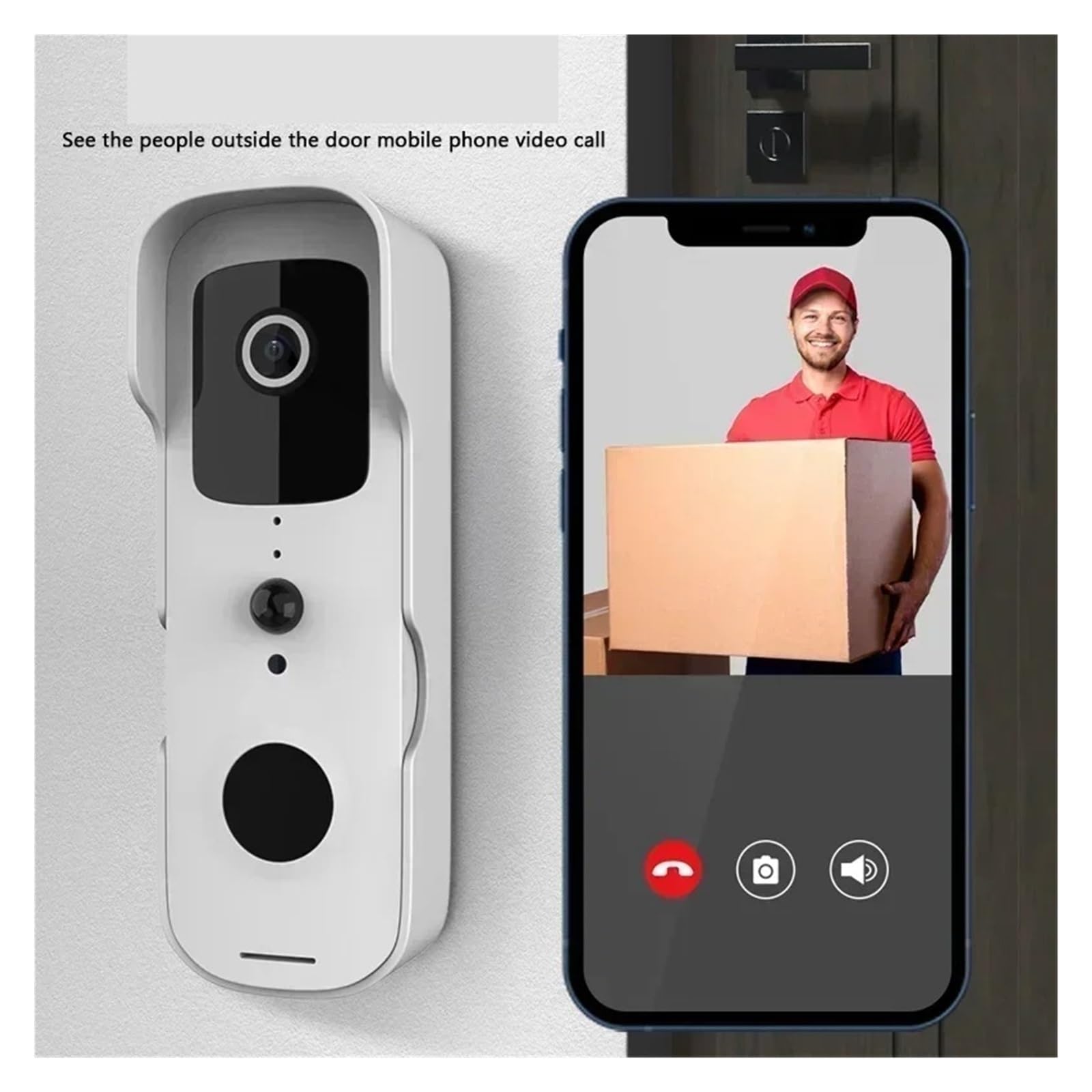 Inteligentny Wideodomofon Wodoodporny Z Noktowizorem, Kamerą 1080P FHD, Cyfrowym Wideodomofonem, WIFI 2.4G, Dzwonkiem Tuya Ostry PodgląD Na żYwo(1X Doorbell)