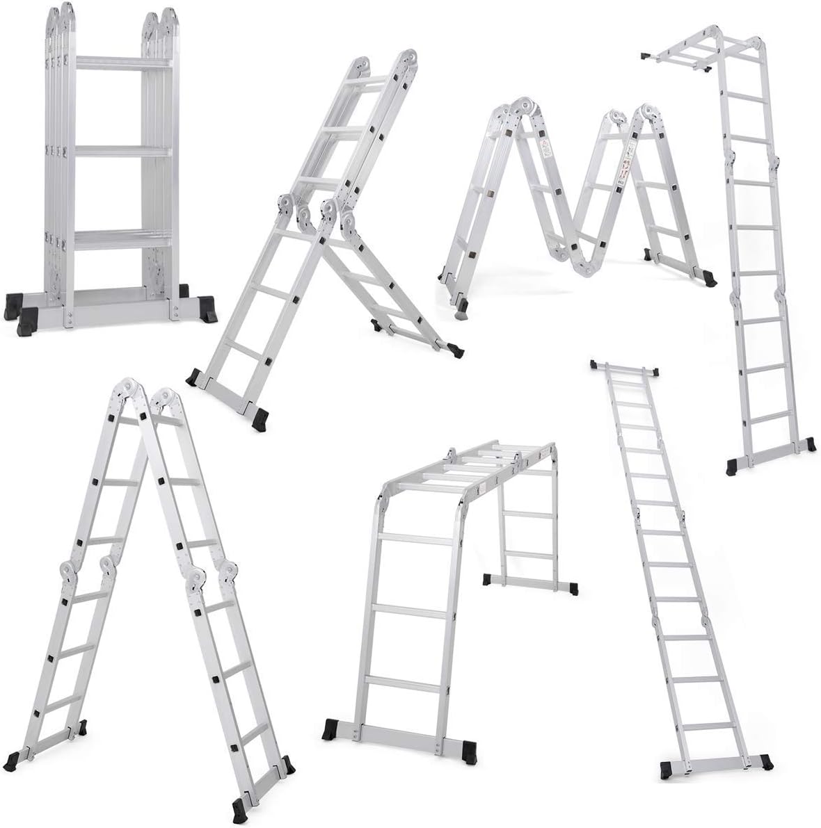 Champion Aluminium Multipurpose 4 x 3 Combination Ladder 370 Cm (12.15 Ft) Without Scaffolding Platform & Shelf