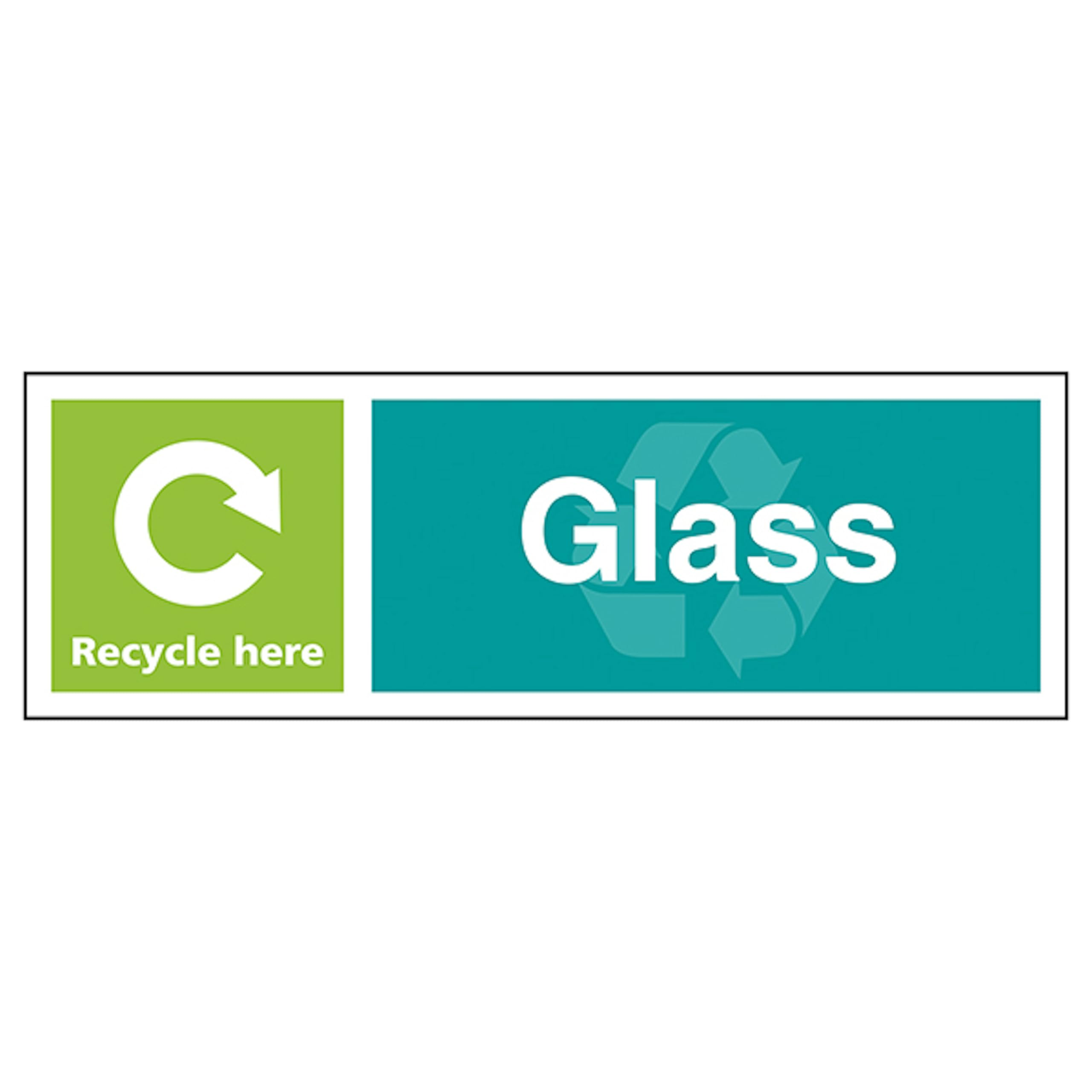 V Safety Glass Recycle Here - Landscape 300 x 100 mm - 1mm Rigid Plastic Safety Sign